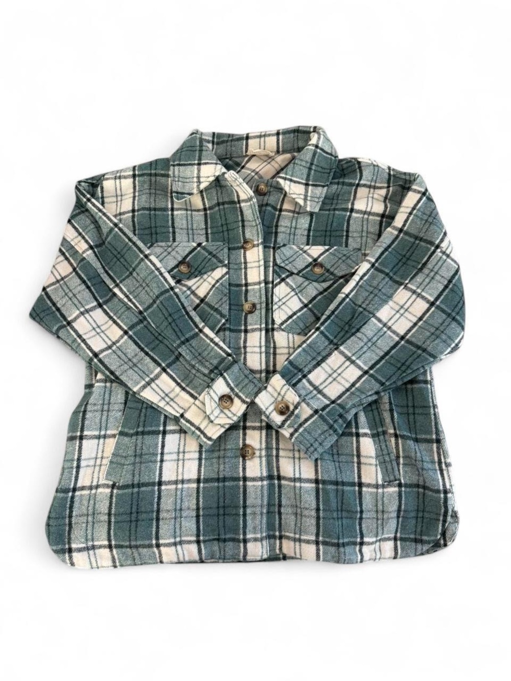 New In Green Plaid Wool Blend Shacket